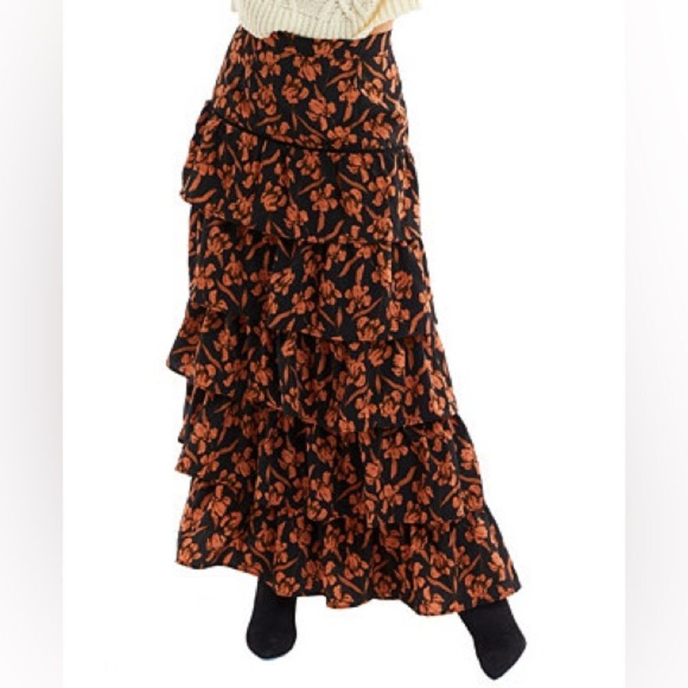 ALLISON NEW YORK Women's Floral Tiered Maxi Skirt
